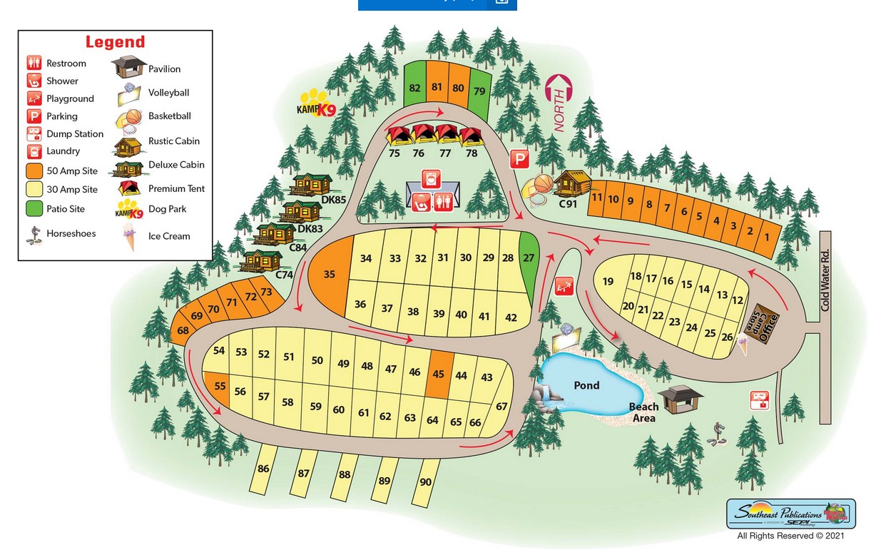 Weidman KOA Holiday Campground Park Map Weidman KOA Holiday Campground Park Map