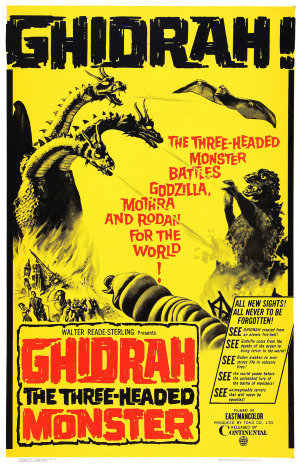 The United States poster for Ghidorah, the Three-Headed Monster